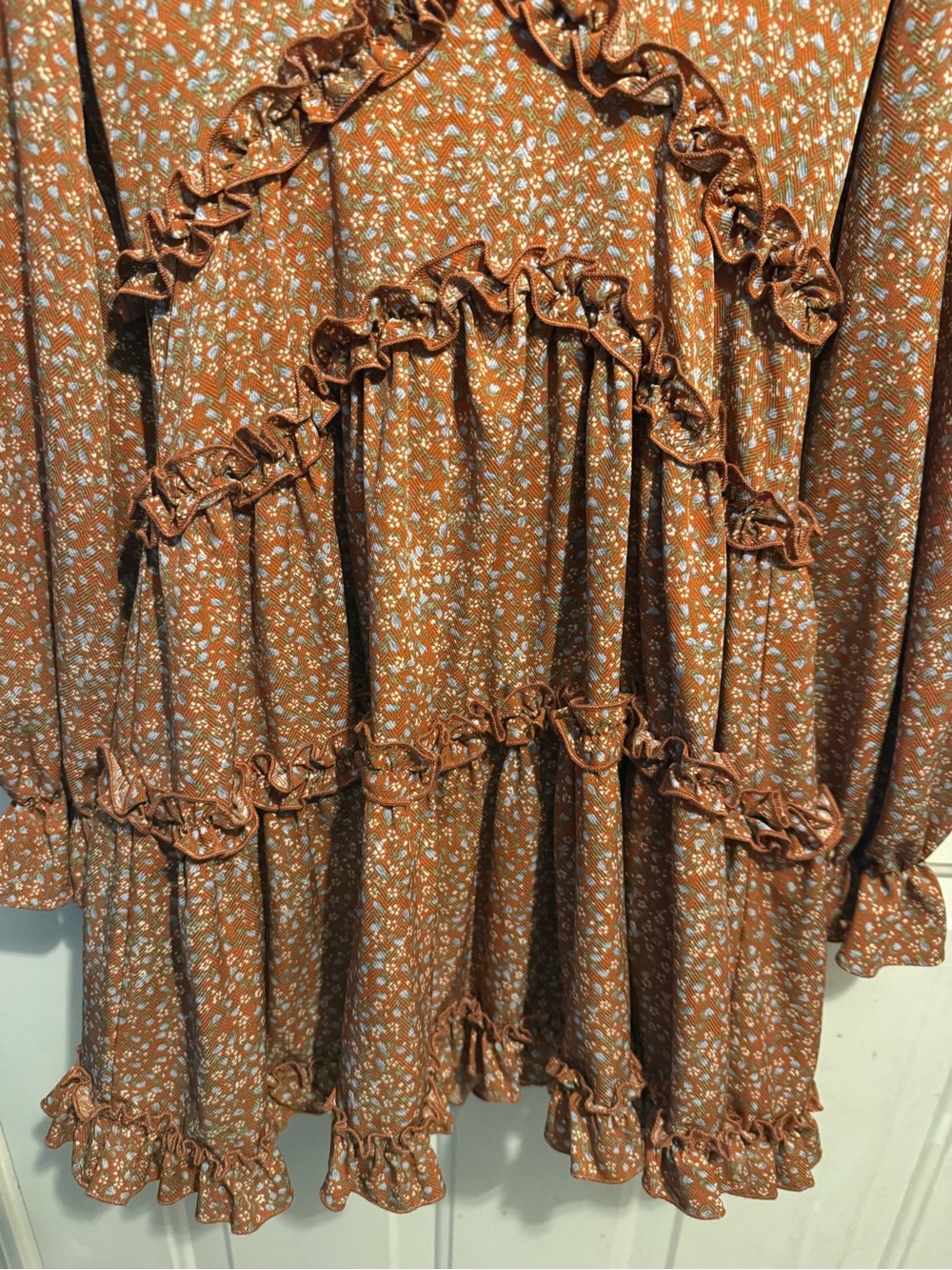 LULU Admire You Orange Floral Print Ruffled Long Sleeve Mini Dress - Picture 7 of 10